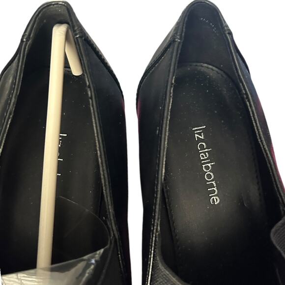 Liz Claiborne VINTAGE Logan Heel Womens 8.5M Black Vegan Leather Square Toe NEW - Picture 3 of 6